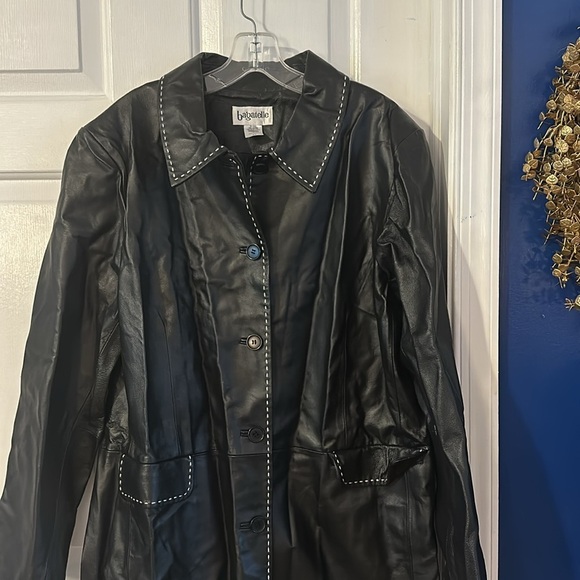 New Women’s Bagatelle 100% Leather Black Long Button Up Jacket Size XL - Picture 2 of 7